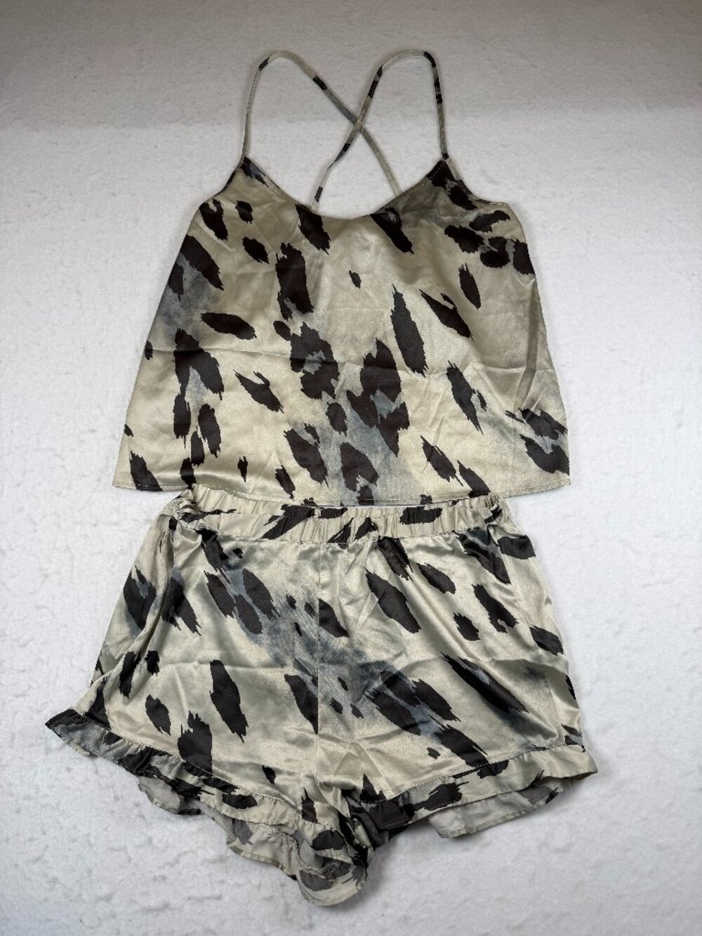 Express Sleepwear Leopard Print Silky Summer PJ Pajama Short Set in size XS